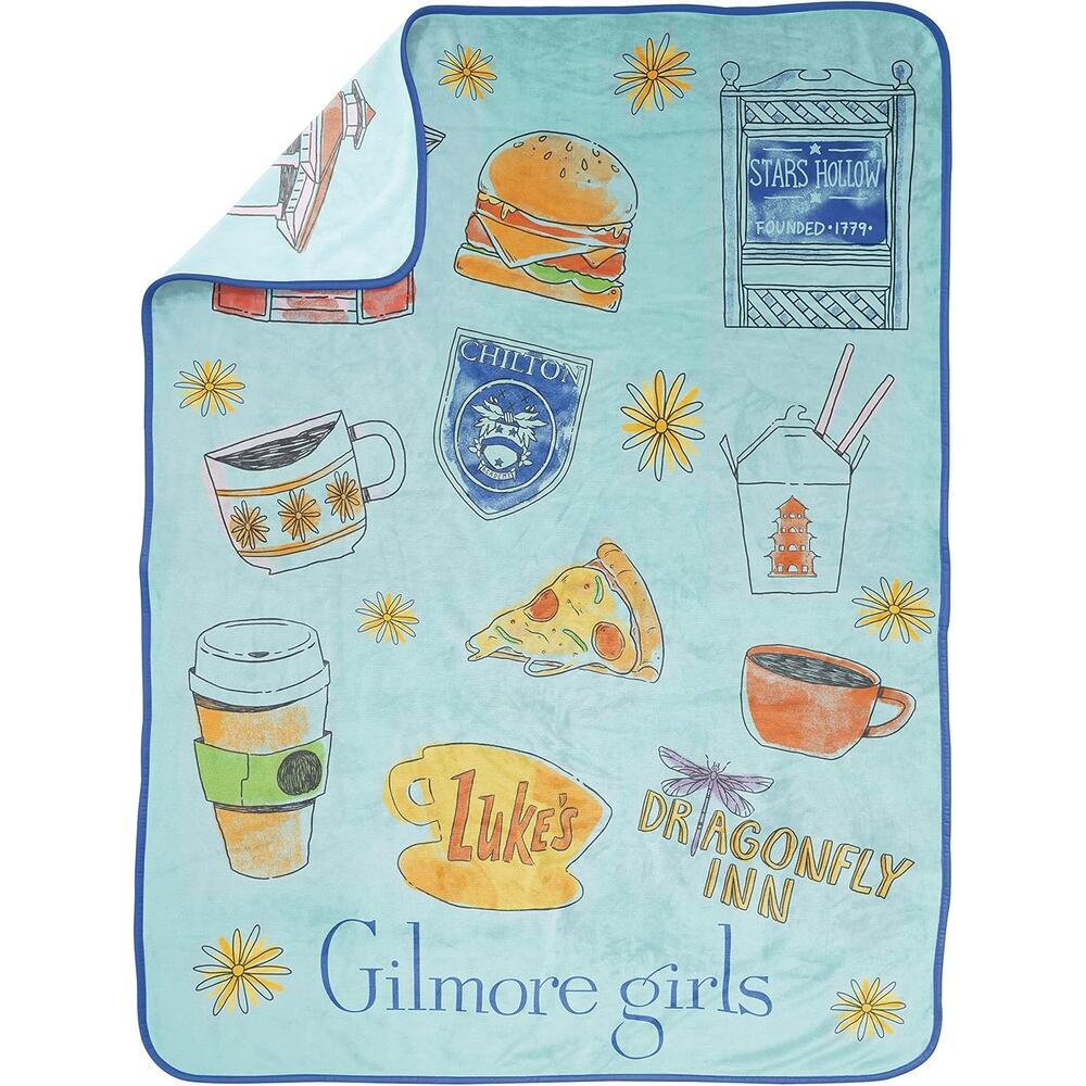NEW Gilmore Girls Cozy Fleece Plush Throw Blanket 46" x 60" Luke's Stars Hollow - Picture 2 of 7